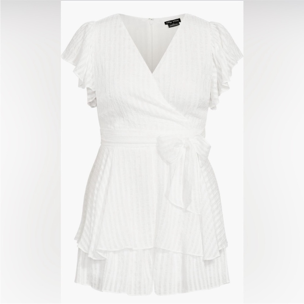 Elegant White Ruffle Romper